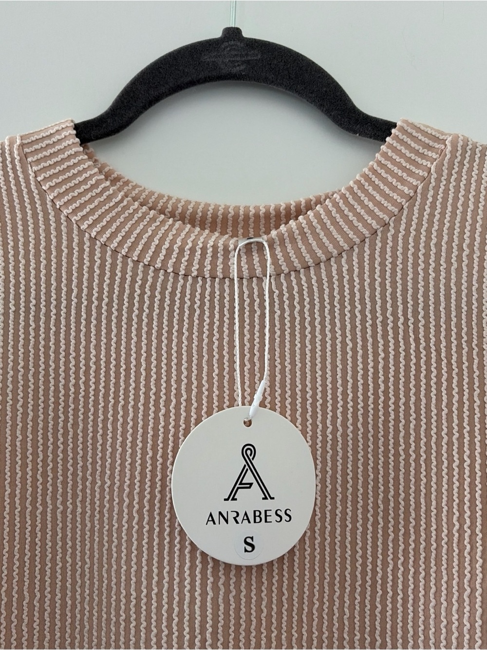 Anrabess Beige Crewneck Striped Sweater